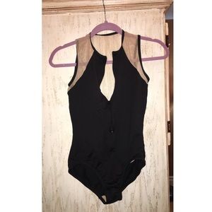 Black and Nude Mesh Leotard or Bodysuit